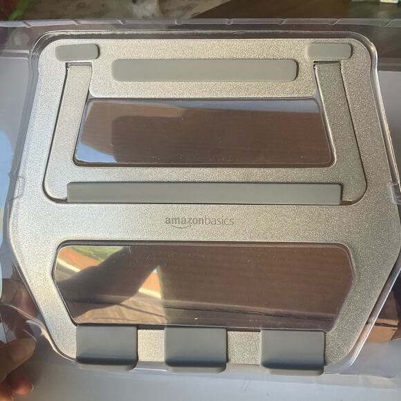 Amazon Basics Aluminum Portable Foldable Support Stand for Laptops to 15",Silver - Picture 2 of 4